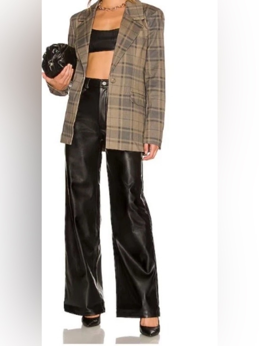We Wore What High Rise Wide Leg Vegan Leather Pants